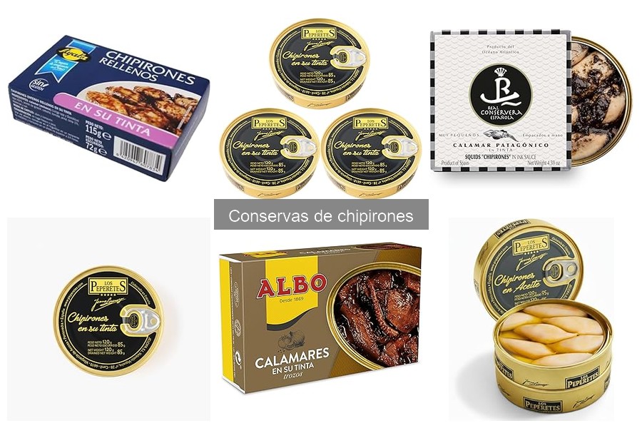 Tipos de conservas de chipirones: aceite, tinta y salsa