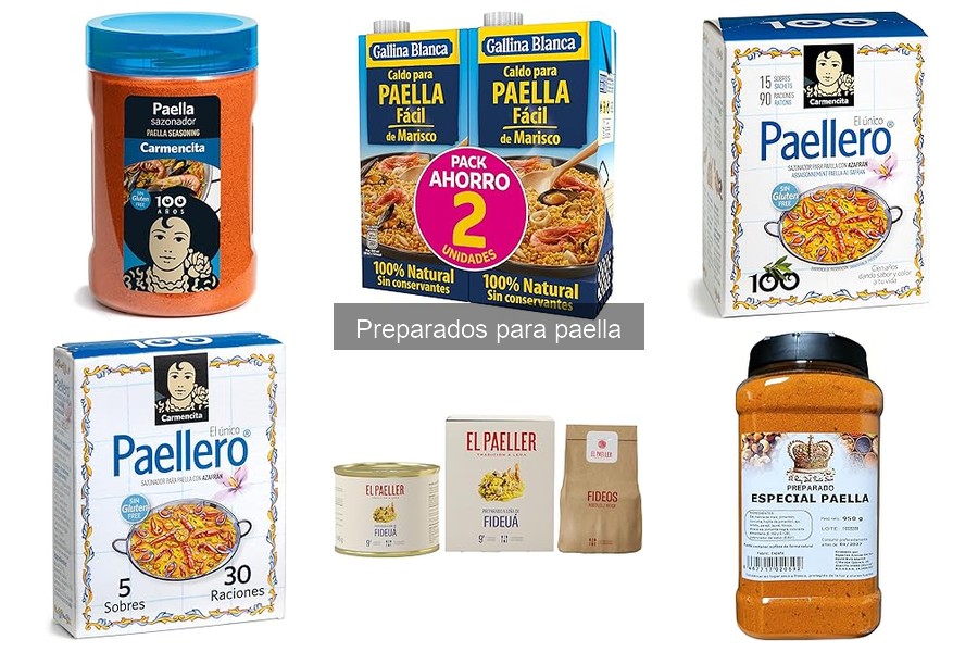 Tipos de preparados para paella: mariscos, carnes y más